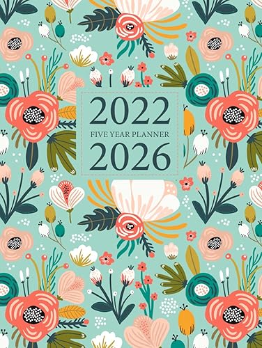 2022-2026 Five Year Planner: Mint Doodle Flower Cover | Hard Cover 60 Months Calendar, 5 Year Appointment Calendar, Business Planners, Agenda Schedule Organizer Logbook and Journal