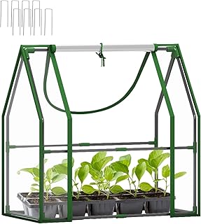 Wironlst Mini-Gewächshaus für den Innen- und Außenbereich, kleines Gewächshaus mit innovativen zwei offenen Türen, tragbares Gartenzelt zum Schutz von Pflanzen (transparent, 91,4 cm (L) x 18 (B) x 33