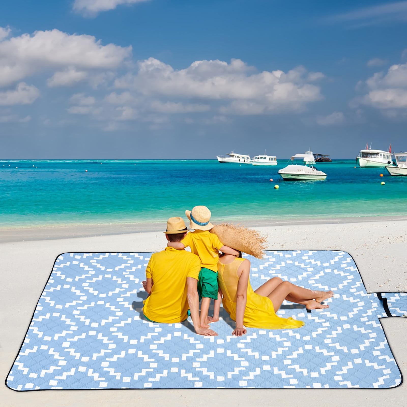 Grande coperta da picnic coperta da spiaggia impermeabile a prova di sabbia coperta da esterno pieghevole tappetino da spiaggia senza sabbia tappetino da picnic con tracolla leggera tappetino da