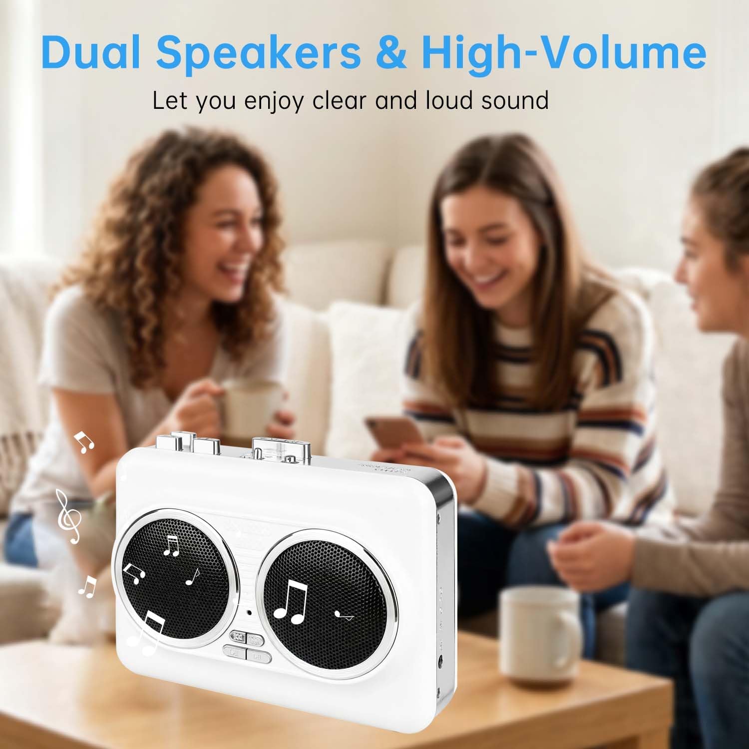 Dual Built‑in Stereo Speakers Cassette Player, Premium Stable Motor Auto‑Reverse Tape Walkman, Digitize Cassette to MP3 onto USB Flash Drive, Stereo Sound, Dual Power, Headphones Included image 4