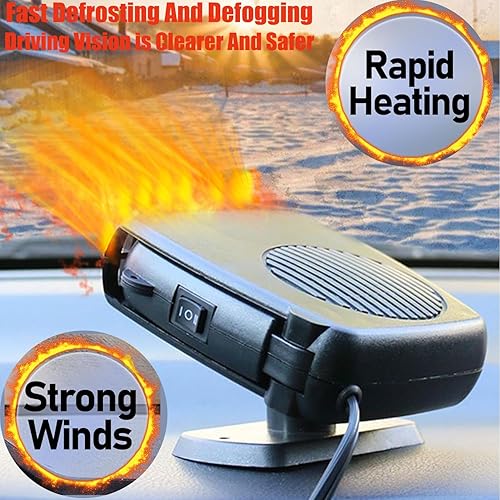 Miniatura 4 de Calentador de coche, calentador de coche portátil de 12 V 200 W que se conecta al encendedor de cigarrillos, descongelador para parabrisas de