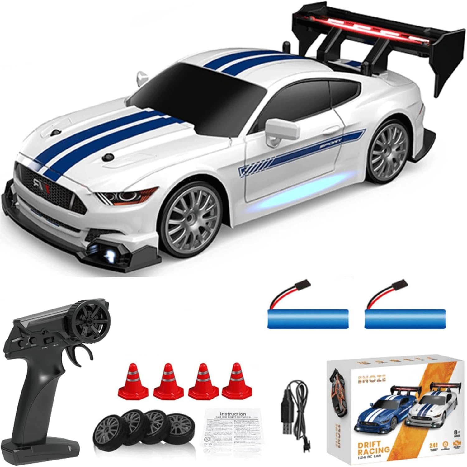 1:24 Scale RC Drift Car 4WD 2.4GHz 30KM/H High Speed Racing Sport Toy Car with LED Lights