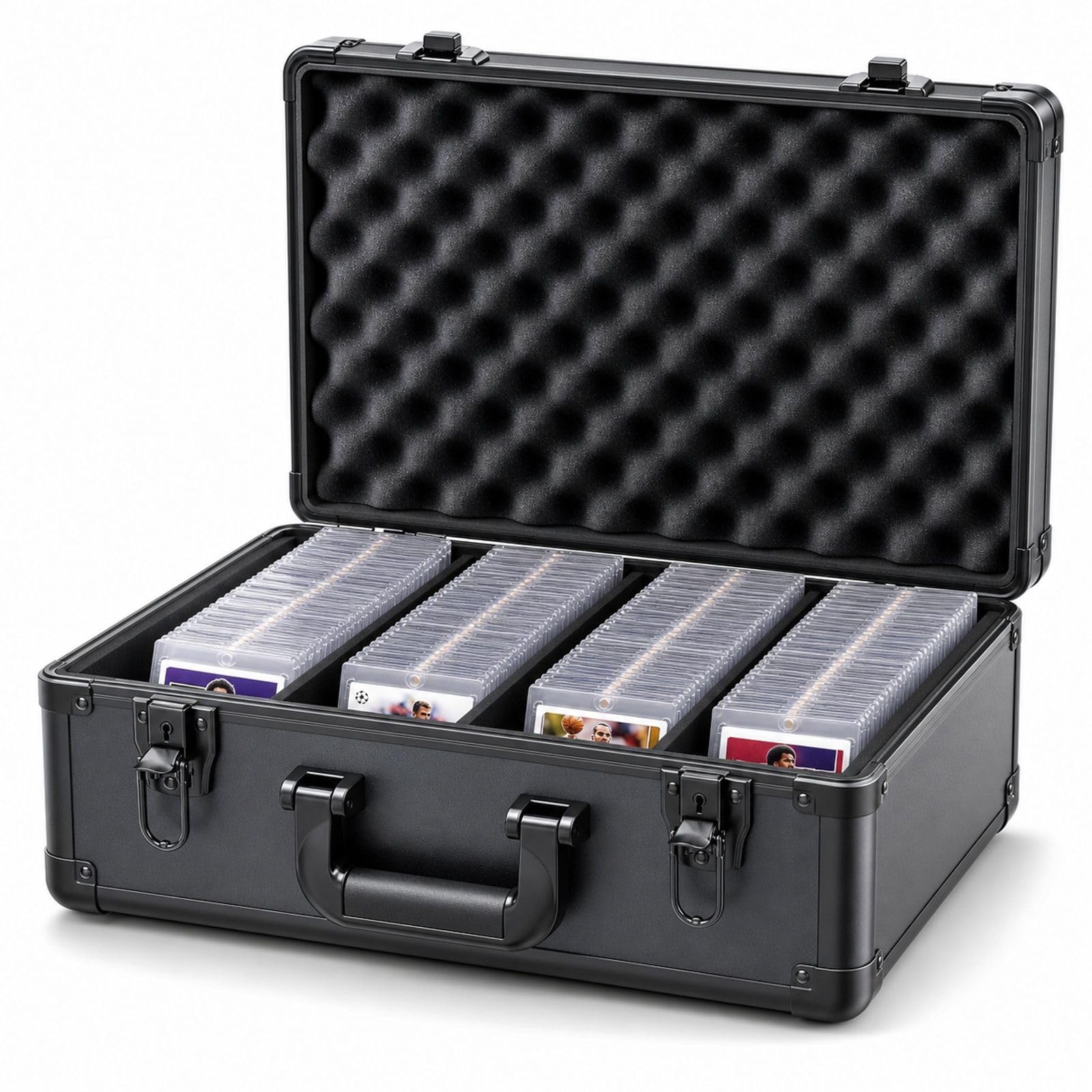Aufbewahrungsbox für 108 bewertete Karten, 4 Fächer, Schloss mit Schlüssel, Etui für Sportkarten und Sammelkarten