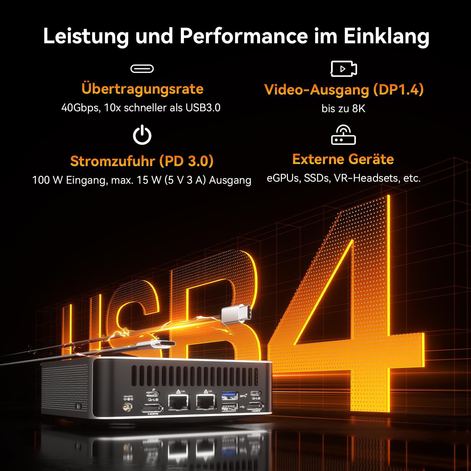 GEEKOM AI Mini PC A8 Max mit AMD Ryzen 9 8945HS, 3 Jahre Garantie, 32 GB DDR5 RAM(kein festgelegter LPDDR) 1 TB SSD, Micro PC W-11 Pro | 8 USB Ports | 8K UHD | Dual LAN Port, für Gaming/Kreativität