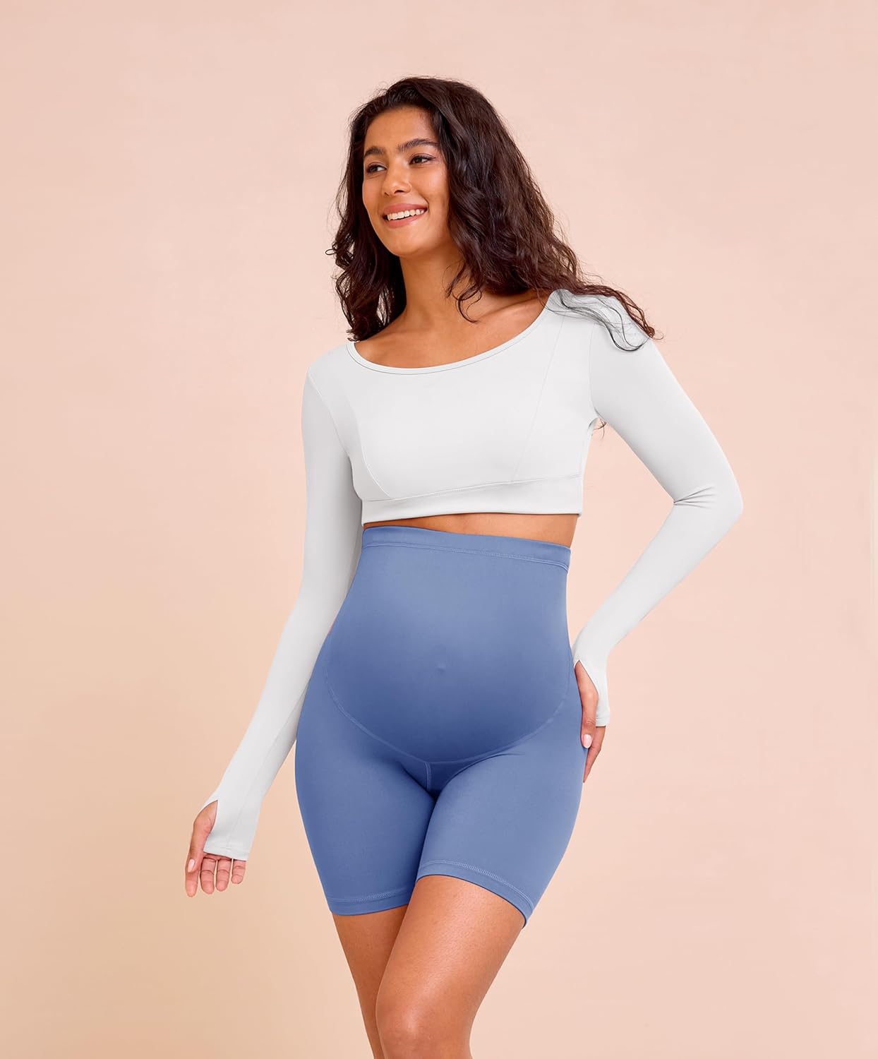 VALANDY Creamlush 4 Pack Maternity Shorts–Over The Belly Buttery Soft Stretchy Maternity Lounge Yoga Shorts - Image 3