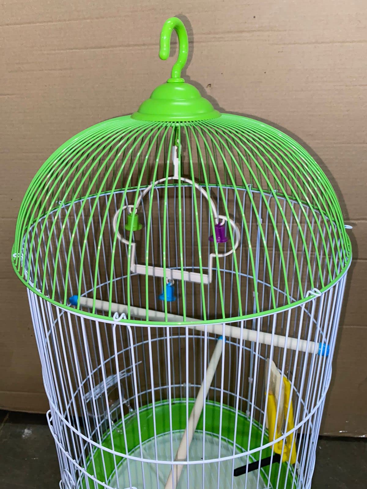 Bird cage for Budgies,Finches,Love Birds,with Cuttlefish BoneHolder,Cuttlefish Bone,2 Cups & Perch Stick,1 Swing-L/Circumference-32cms/12.5", H-66cms/26.Colors May Vary 2
