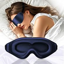 3D Deep Contoured Zero Pressure Sleep Eye Mask for Men & Women, Blackout Blindfold with Adjustable Strap for Travel, Home, Nap Blue