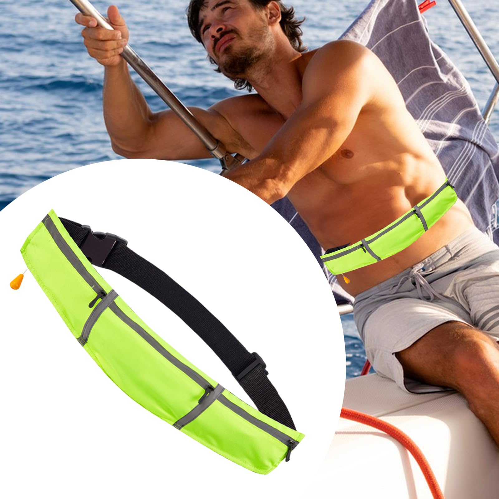Ceinture de natation | Gilet de flottaison 150 N - Anneau de sauvetage gonflable portable - Flotteur de survie auto-gonflant réfléchissant pour la pêche en eau libre