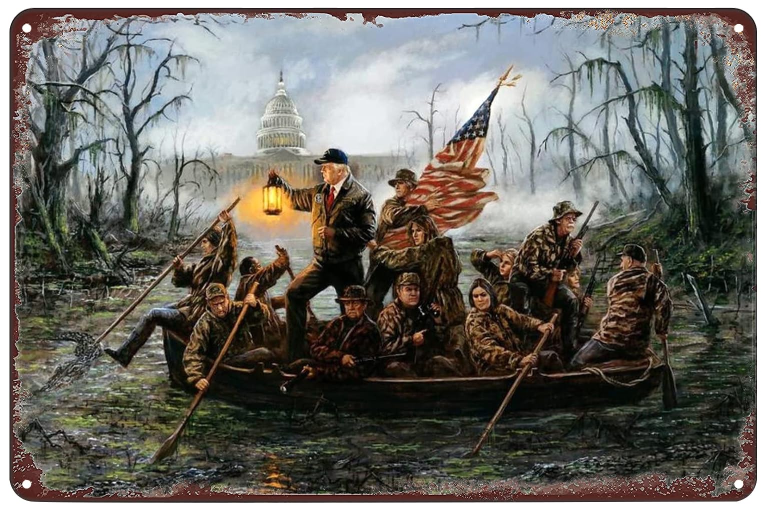 Amazon.com: Trump Crossing The Swamp Metal Poster History Vintage