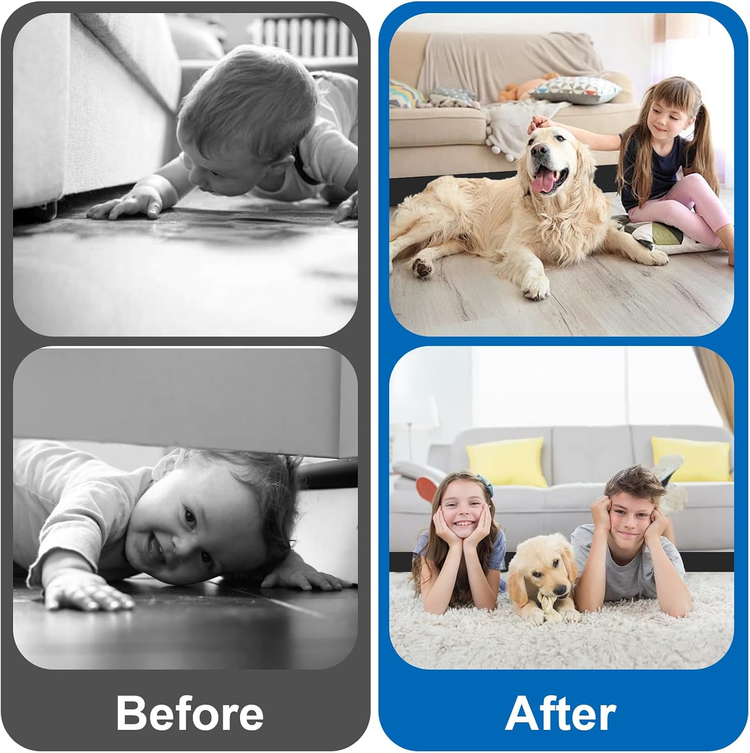 2Pcs Under Couch Blocker for Kid and Pet Toys 132 inch x 3 inch Adjustable Toy Blocker for Bed and Furniture Elastic Strap Barrier to Stop Items from Going Under Sofa Bumper for Bedroom LivingRoom