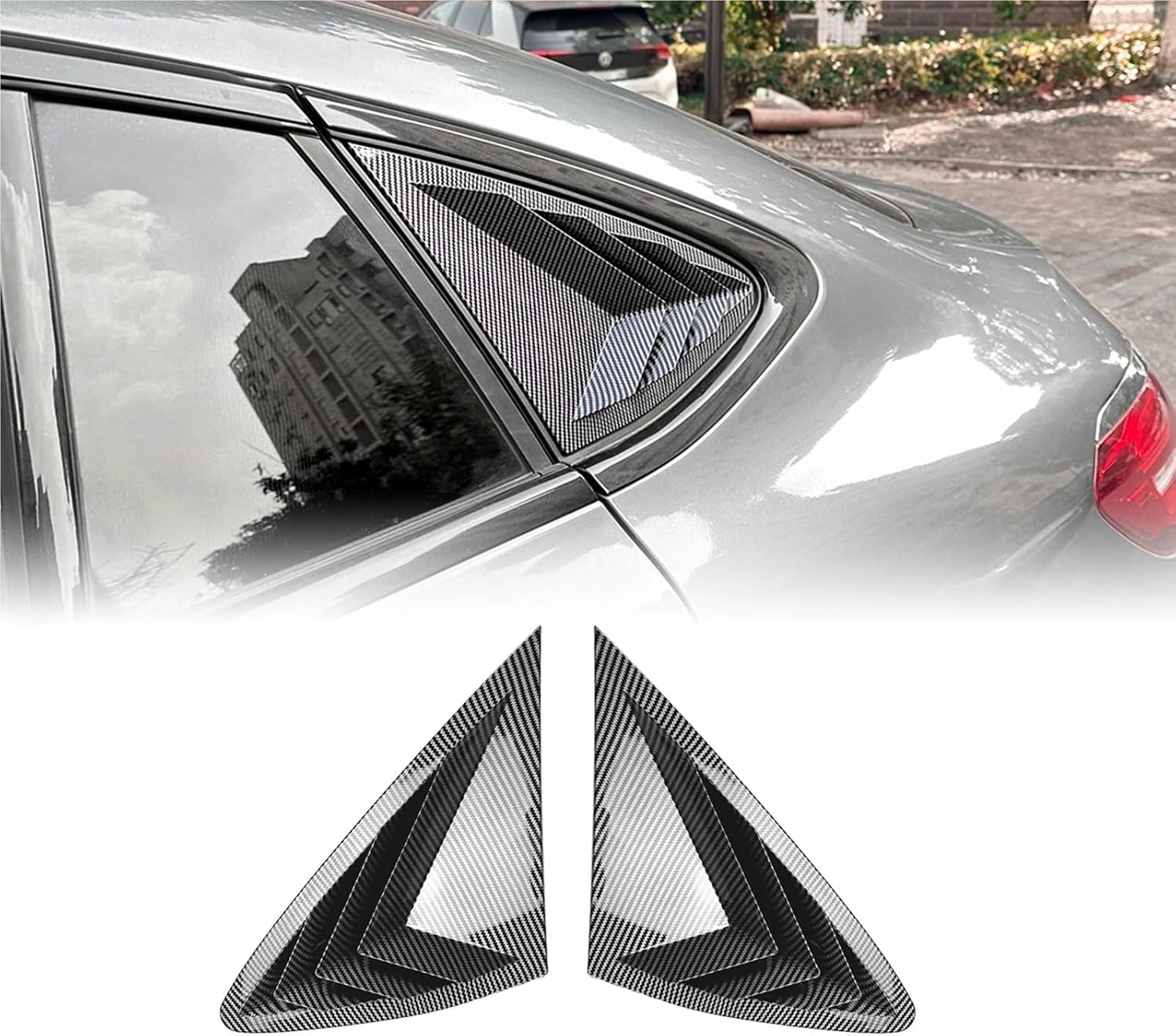 Rear Side Window Louver Shutter Cover Trims for Mercedes Benz GLC Class Coupe C253 2016-2022 GLC300 4-Door Tail Windshade Shade(Carbon Fiber Look)