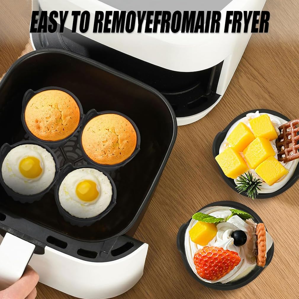 OurLeeme 4 Stampi In Silicone Per Friggitrice Ad Aria - Antiaderenti, Resistenti Al Calore (-50°C A 260°C), Riutilizzabili, Adatti A Forno E Microonde - 2