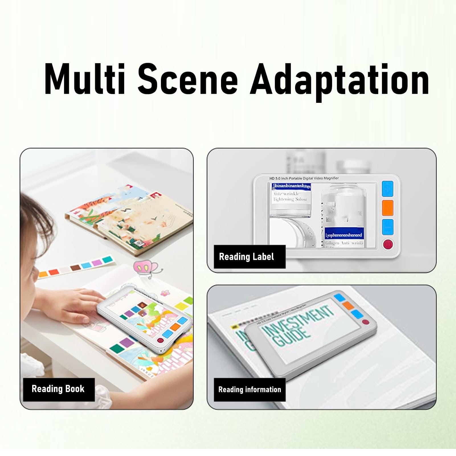 Generic Lupa para Lectura Ajustable 3-48x con Pantalla a Color de 5,0" y Luz para Adultos Que Leen Libros y Periódicos