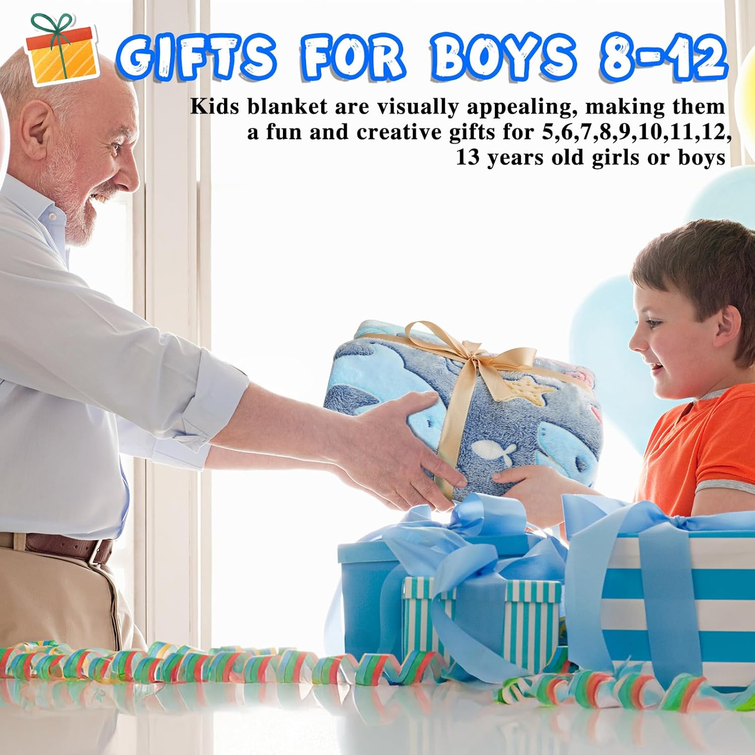 Inhand Shark Glow in the Dark Blanket Ocean Gifts for Boys Kids Throw Blanket Crab Turtle Coral Whale Dolphin Jellyfish Seahorse Toys for Kids Boys Birthday Christmas Cute Soft Room Decor Blue 50"X60" - Image 3