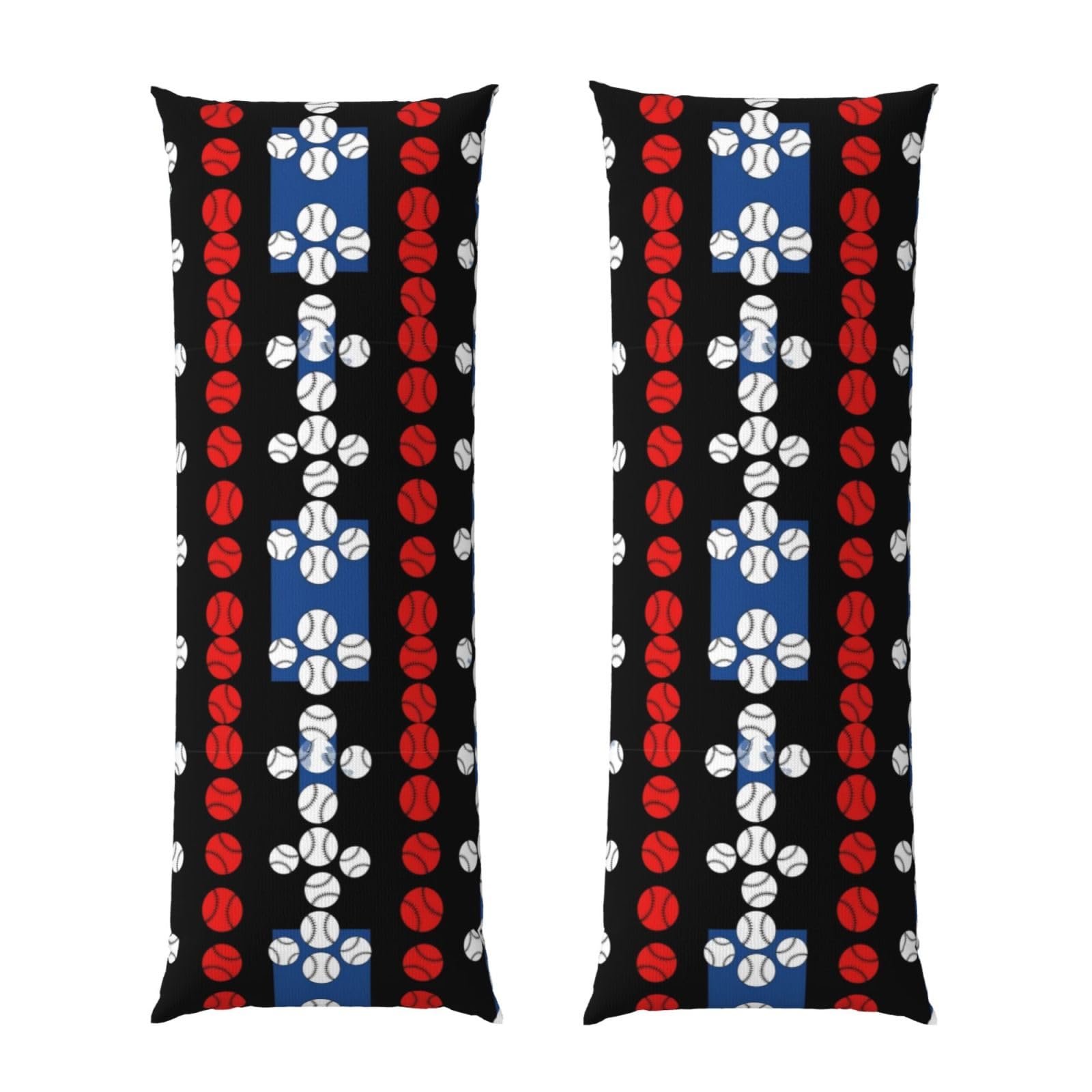 Long Pillow Cover 20x54, Baseball Art Black American Flag, Cozy Microfiber Pillowcase with Zipper, Soft Breathable Protector for Bed Sofa Couch Decoration