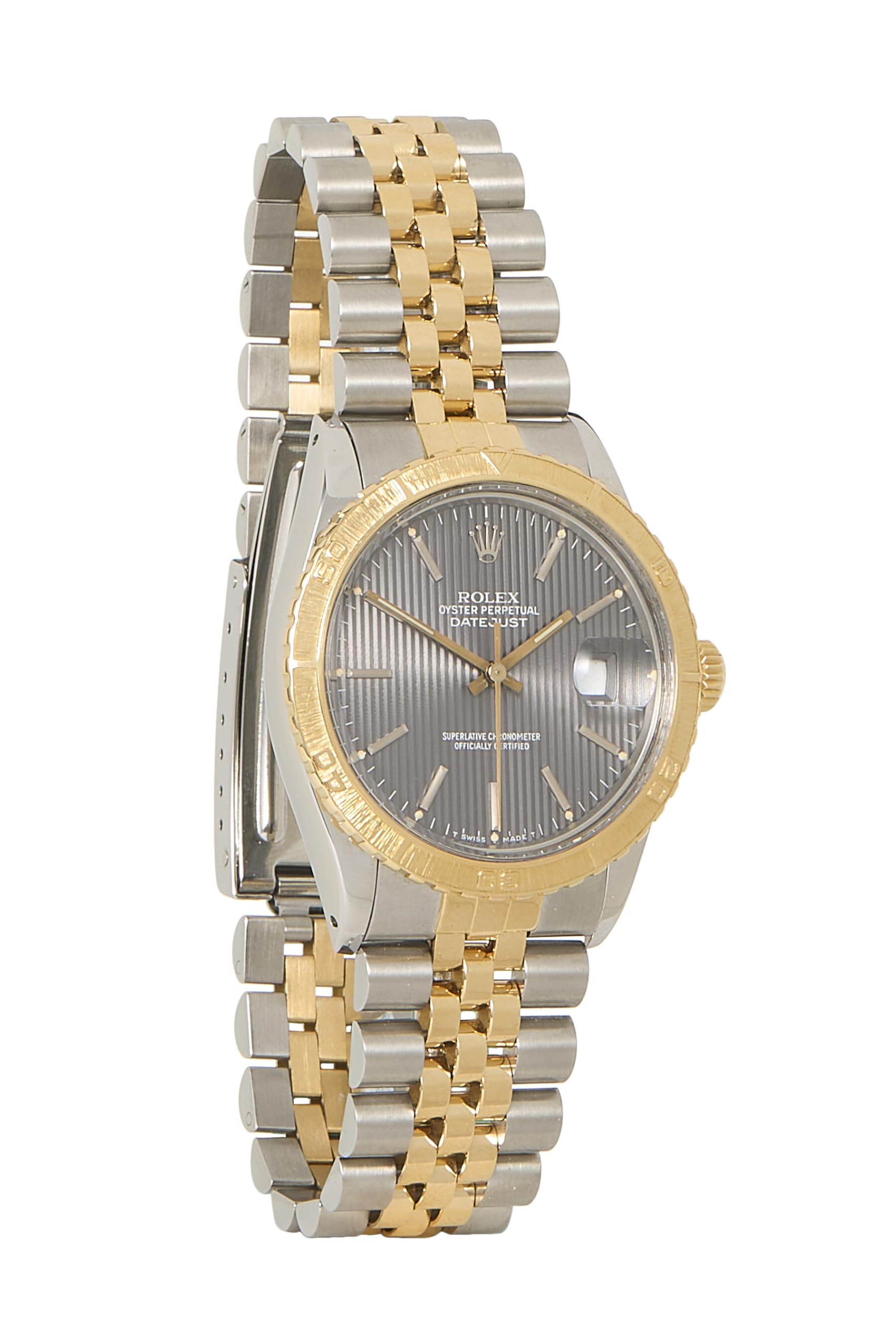 Pre-loved 18K Gold & Stainless Steel Turn-O-Graph Thunderbird Tapestry Datejust 16253 36m…