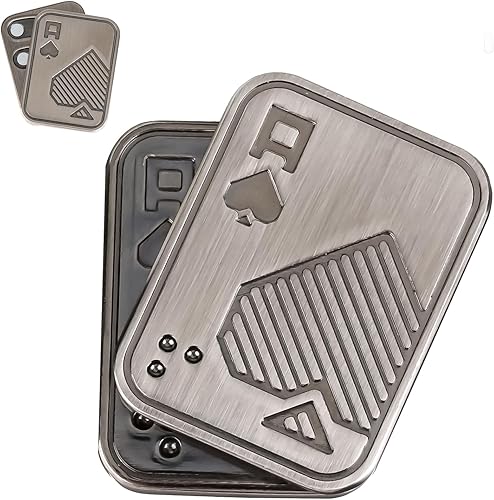 Metal Poker Fidget Slider Toy - Magnetic Push Card For Stress Relief, Focus & Anxiety, Portable EDC For Adults With ADHD, Autism