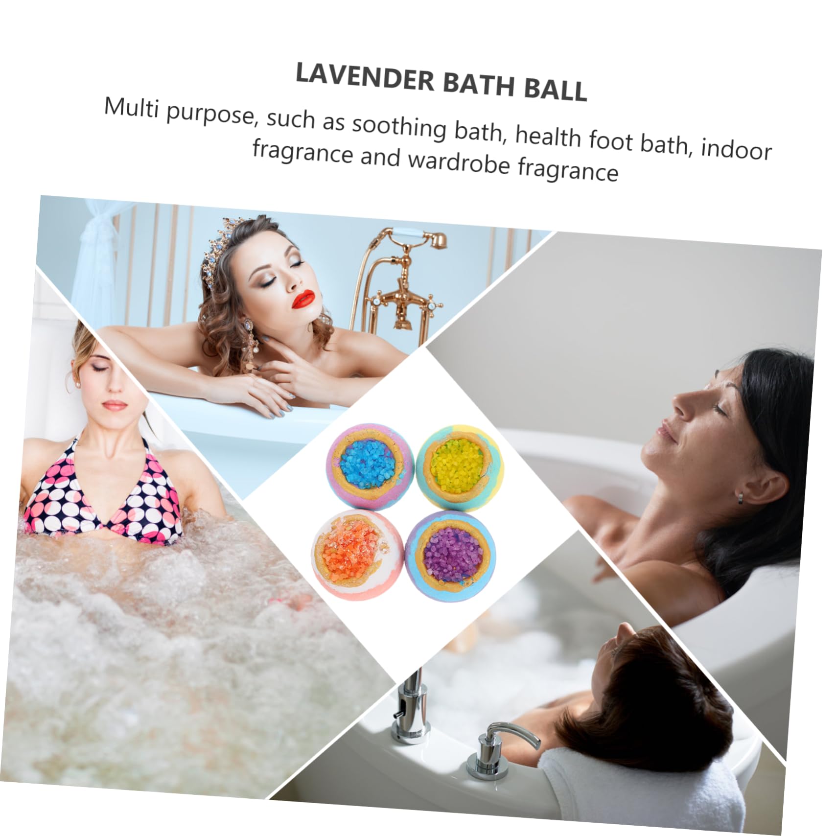 4 Bombas de Baño de Burbujas con Aceites Esenciales y Marinas, 4 Piezas para Baño, Disolución Rápida E Hidratación Cutánea