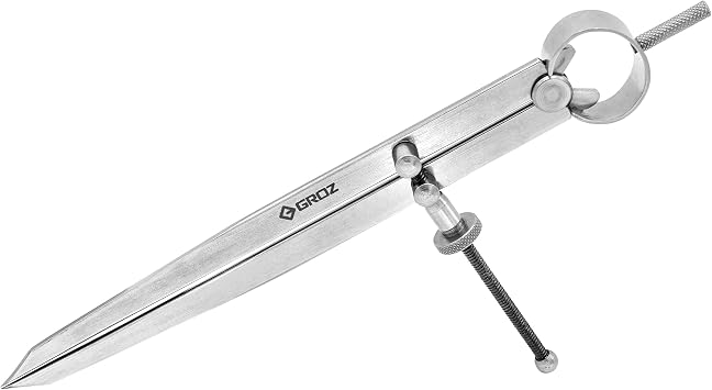 Groz 8 Spring Divider, Hardened 50-55 HRC Points, High-Grade Steel with Matte Finish, Solid Adjusting Nut for Layout, Scribing and Measurement Transfer (01423)