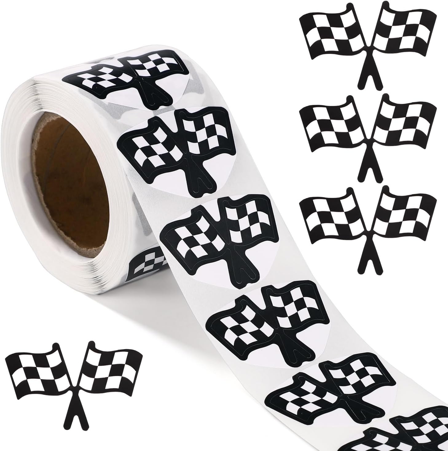 Amazon.com - 500pcs Checkered Flags Sticker, Coated Paper Self Adhesive ...