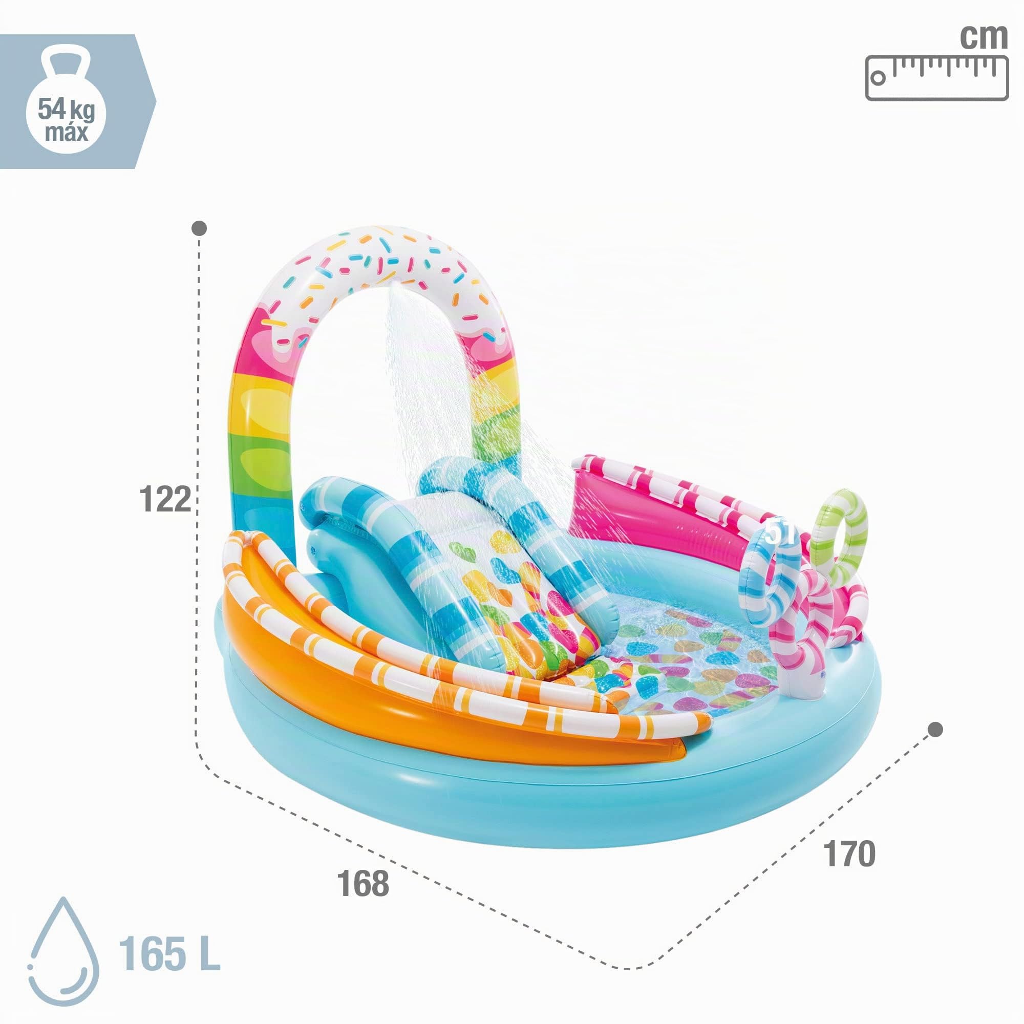Intex 57144NP - Piscina Gonfiabile Play Center Caramella, Vinile, Multicolore, 170x168x122 cm
