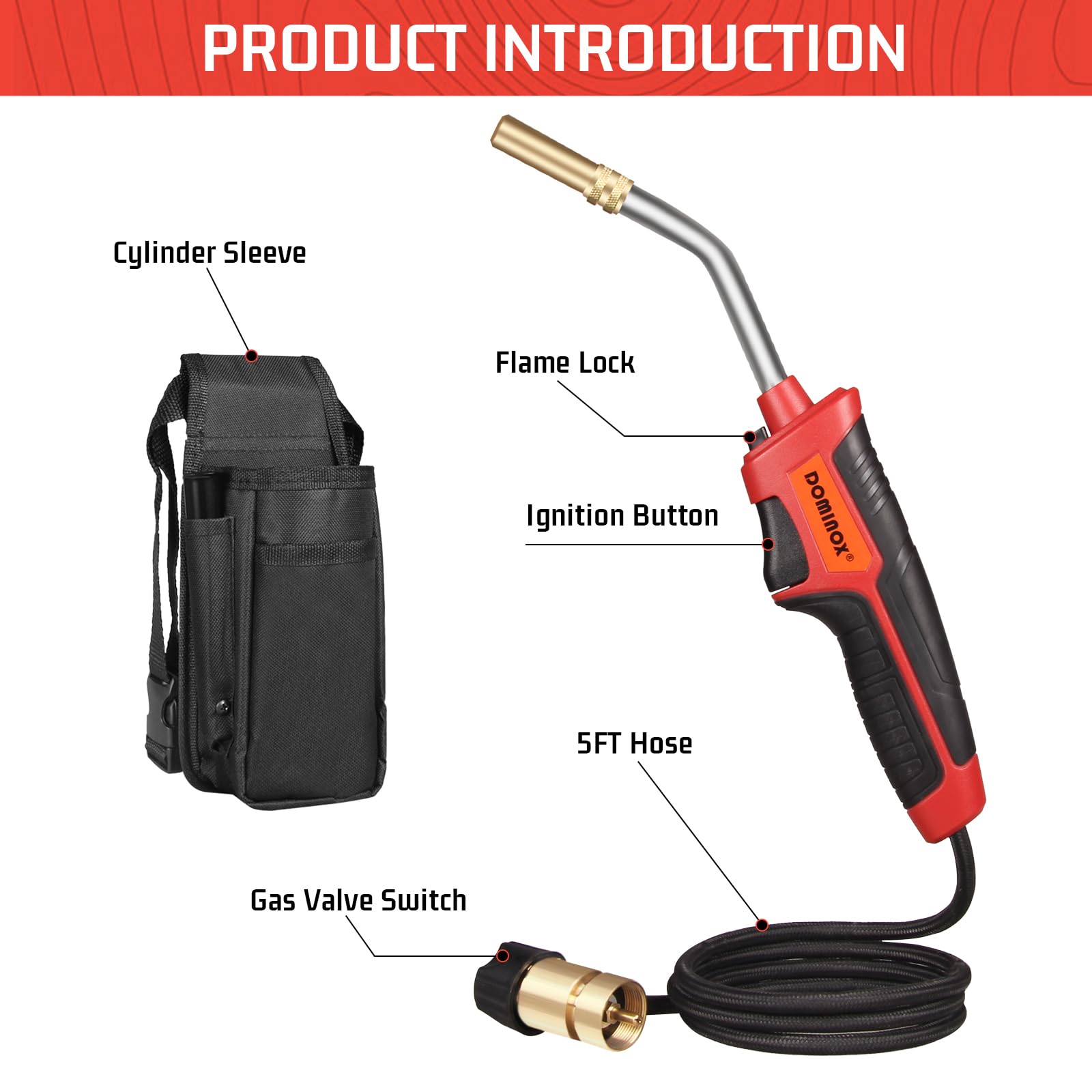 Mapp Gas Kit de antorcha de propano de alta intensidad con manguera de 5 pies y funda de cilindro
