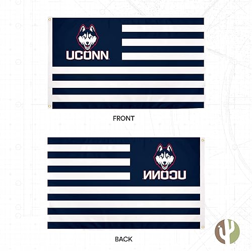 Miniatura 4 de Desert Cactus Bandera de la Universidad de Connecticut UConn Huskies banderines 100 poliéster para interiores y exteriores 3 x 5 nación