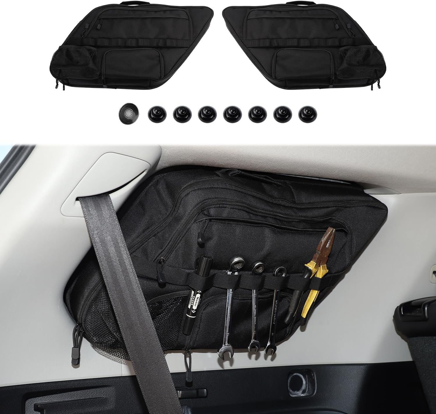 Linskip TrunkMate Suction Organizer for Toyota 4Runner SR5 Sport, TRD Off-Road, Limited, Trailhunter 2010-2025, Rear Side Window Storage Bag for 4Runner Trunk Accessories Pair(Black)