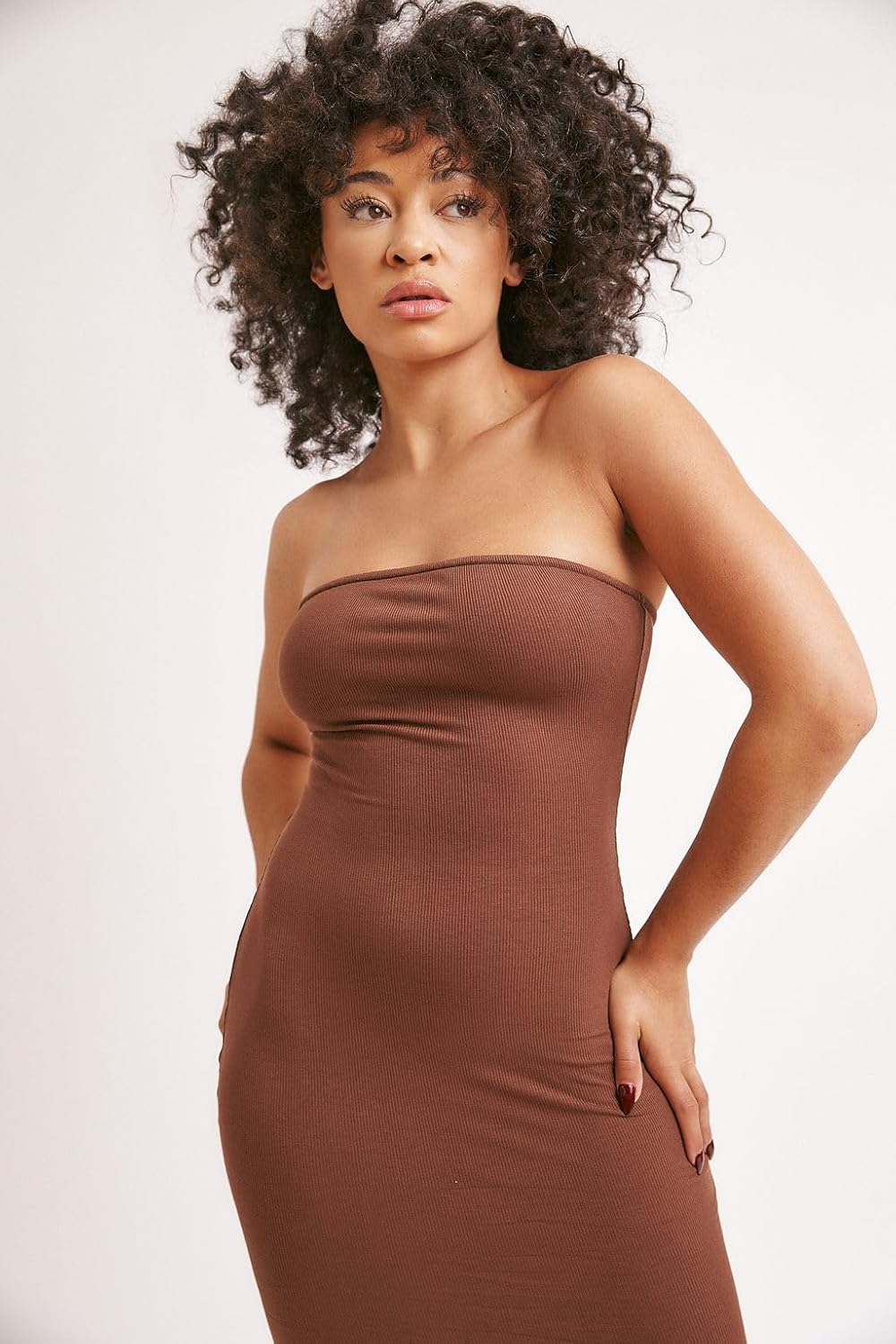 Almere Women Body Shaping Basic Strapless Stretch Double Lined Maxi Dress - Image 6