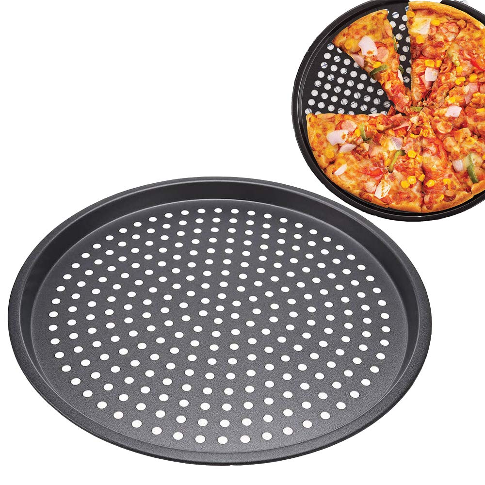 Lot De 6 Plaques à Pizza Perforées En Acier Au Carbone - Diamètre 32 Cm - Antiadhésives, Résistantes Jusqu'à 240°C - Pour Four, Croûte Croustillante