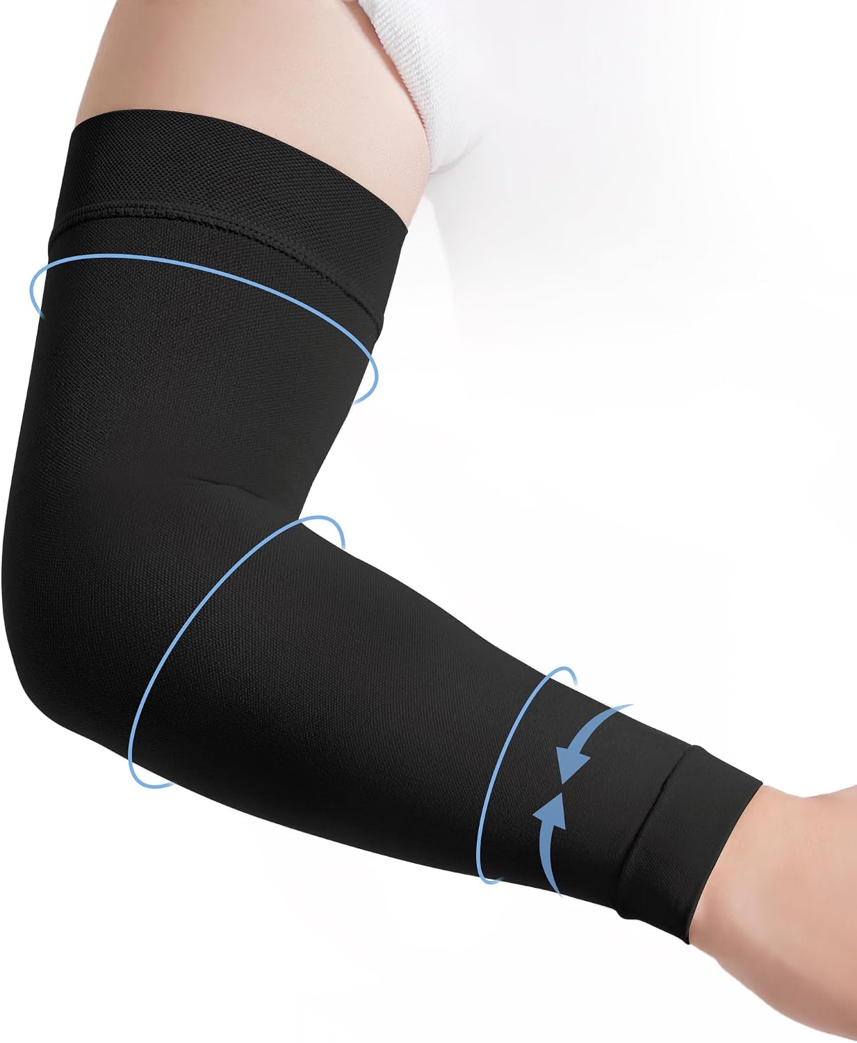 Lymphedema Compression Arm Sleeves for Women 15-20 mmHg Full Arm Support for Swelling Relief, Improved Circulation
