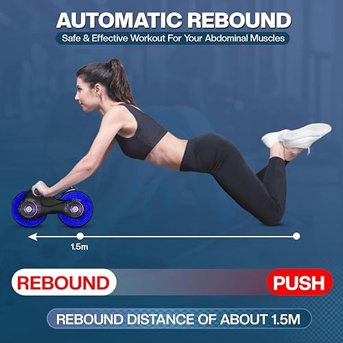 Miniatura 3 de Automatic Rebound Abdominal Wheel, Ab Roller Equipped with Spring Back Wheel for Abs Strength, Abdominal Wheel with Kneepad and Ergonomic Handle,