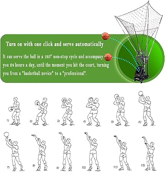 Basketball Ball Machine, Smart Basketball Shooting Training Equipment, Multiple Serving Modes, Intelligent Induction, Automatic Serving, Serving Distance 4-10M, Improve Training Efficiency