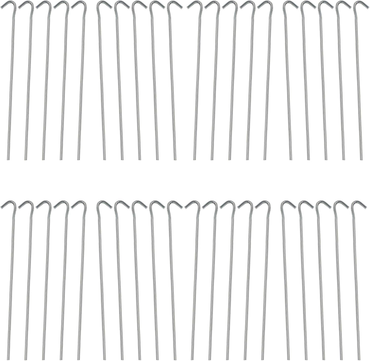 HUJI Galvanized Heavy Duty Steel Tent Pegs Garden Stakes for Outdoors Sports Camping Anchoring Canopies Tarps Garden Plants (40 Pegs, 9 Inch)