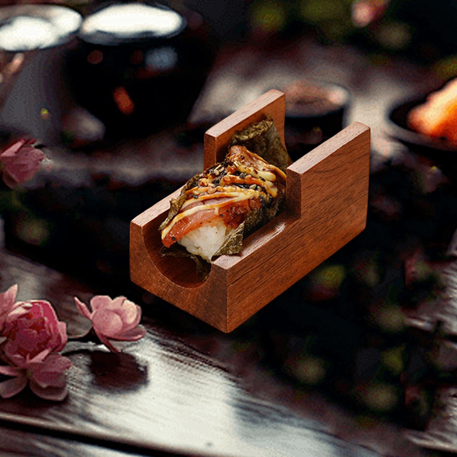 Soporte de Madera para Sushi y presentación de Tacos en Mesa, 1 Rejilla, Individual