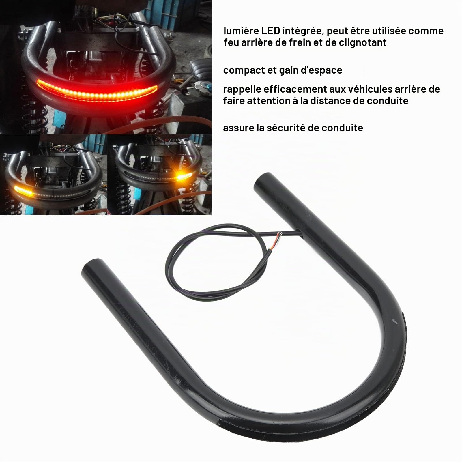 Qiilu Cerceau de Cadre de Siège Arrière de Moto avec Lumière LED pour CB125 CB175 CB200 CB350 CB360 CB400 Remplacement de Boucle de Siège de Moto Cafe Racer(230mm/9.1in)