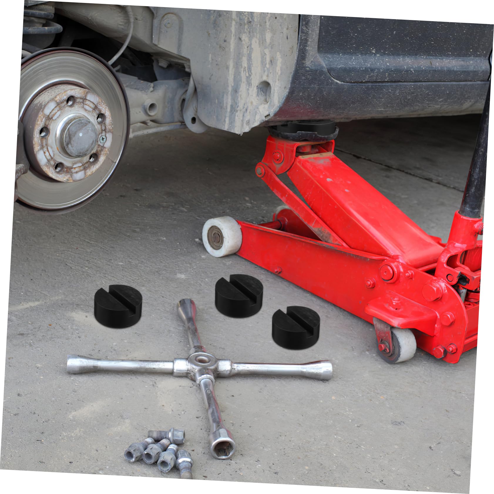 Cabilock 3 Set Blocco Di Gomma Zecche Cuscinetti Per Martinetti Da Pavimento Veicolo Martinetto Da Pavimento Cuscinetto in Gomma Per Ascensore Per Auto Da Cancellare Nero 4 Pezzi * 3