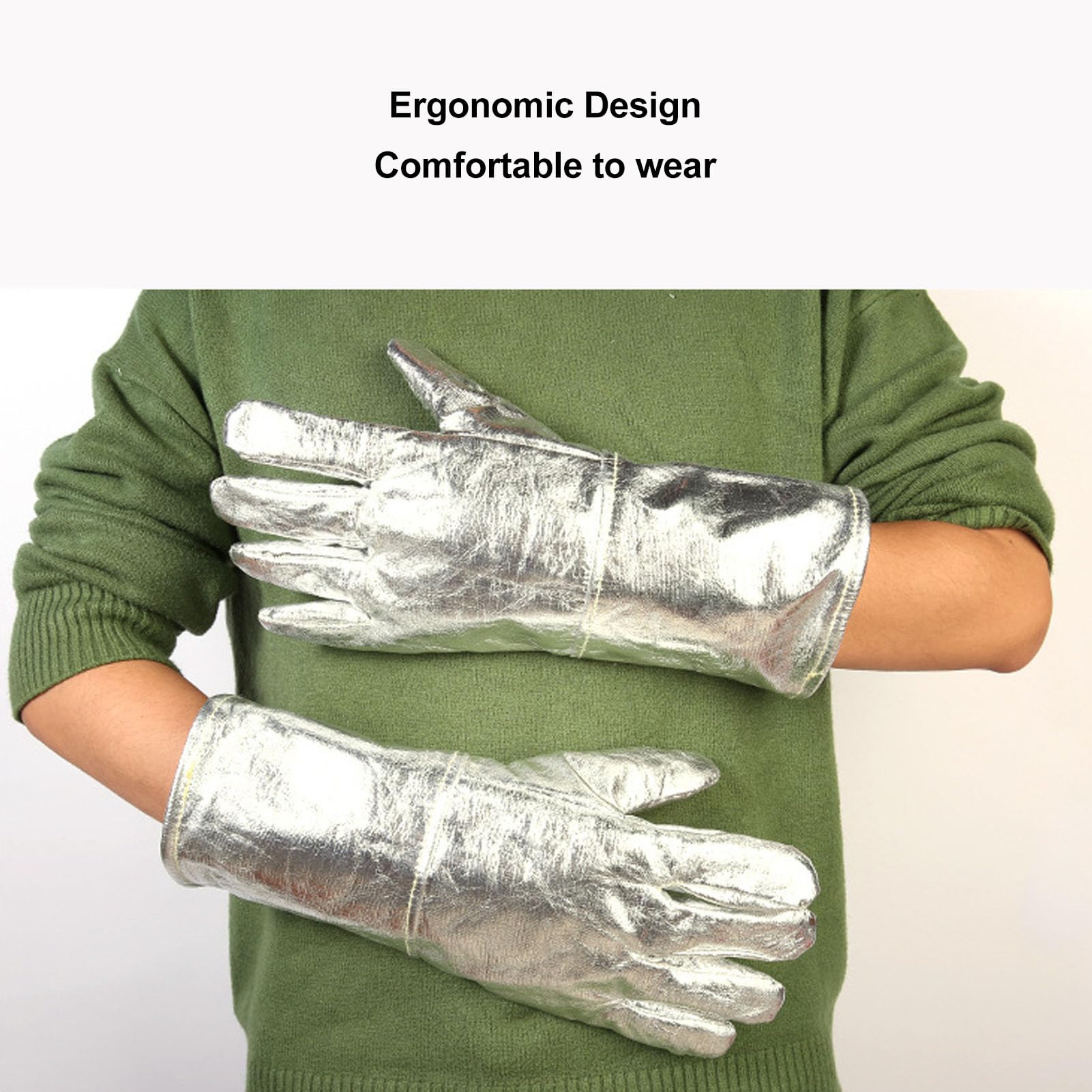 Pissente Aluminum Foil Welding Gloves, Electric Heat Resistant Welding Gloves, Fireproof Flame Retardant Heat Resistant Gloves for Metal Casting, High Temperature Workshop, Anti Scald