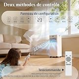 Condizionatore Portatile Climatizzatore Silenzioso - 9000BTU Climatizzatore senza Unità Esterna, Raffrescatore a Basso Consumo con Kit Finestra, Display LED, 4 Modalità, Copertura 33 m² Bianco Avorio - 5