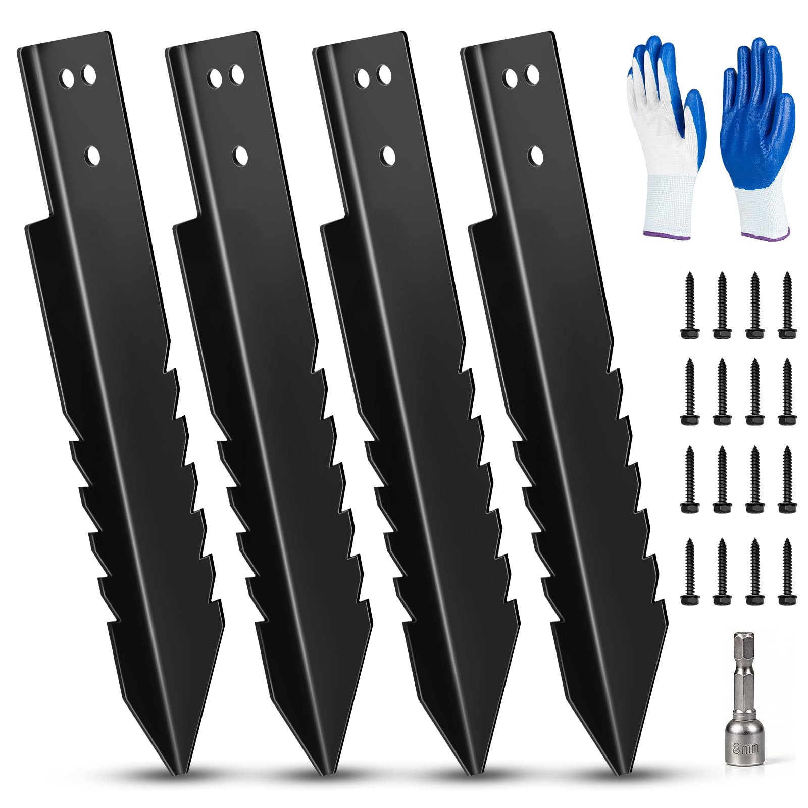 Yikkhy 4 Pack Fence Post Spikes, Heavy Duty Galvanised Fence Post Repair Spike with Gloves