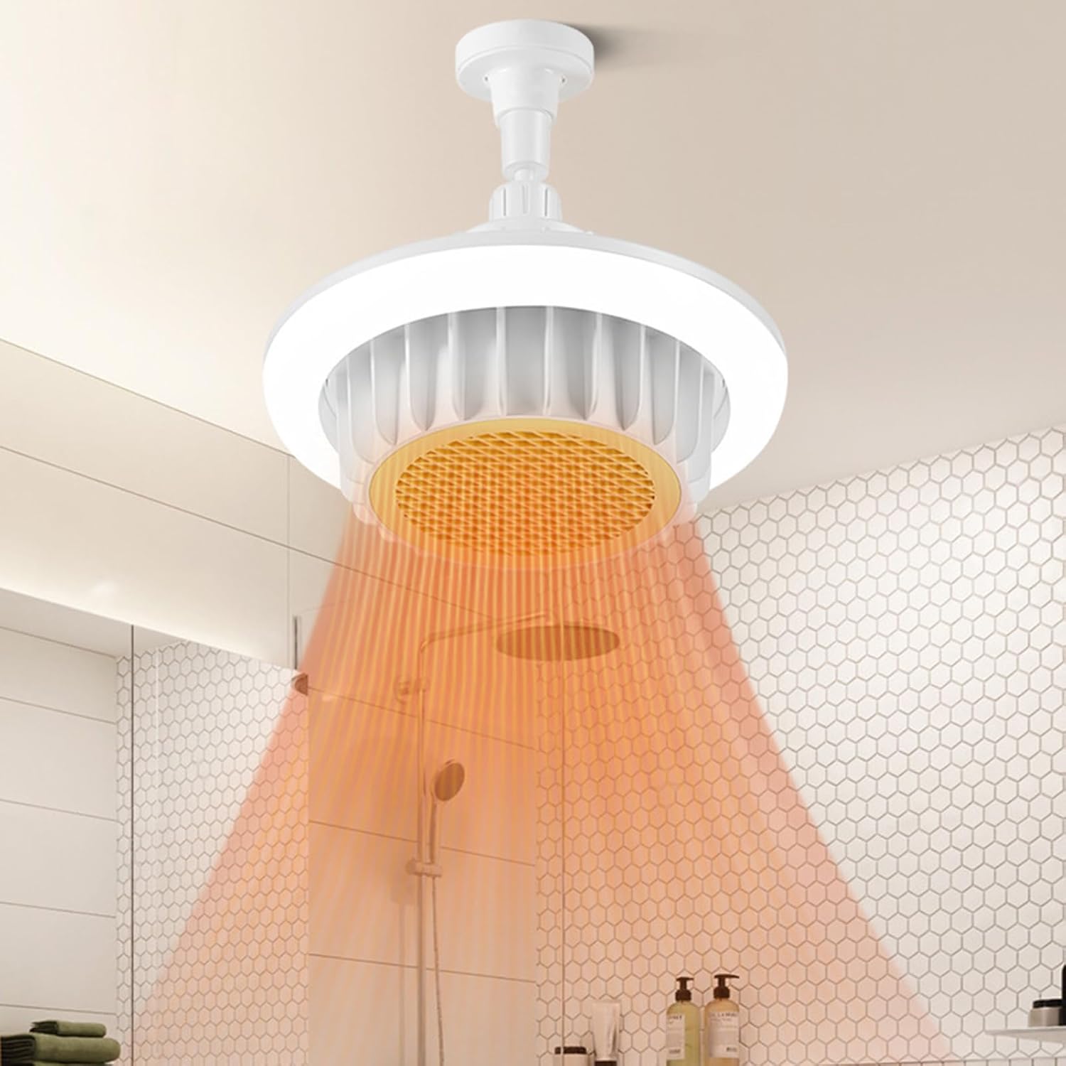 Bathroom Heater Ceiling, Bathroom Heat Lamp, Electric Heating Fan Light, Bathroom Heater Ceiling with Remote Control(White)