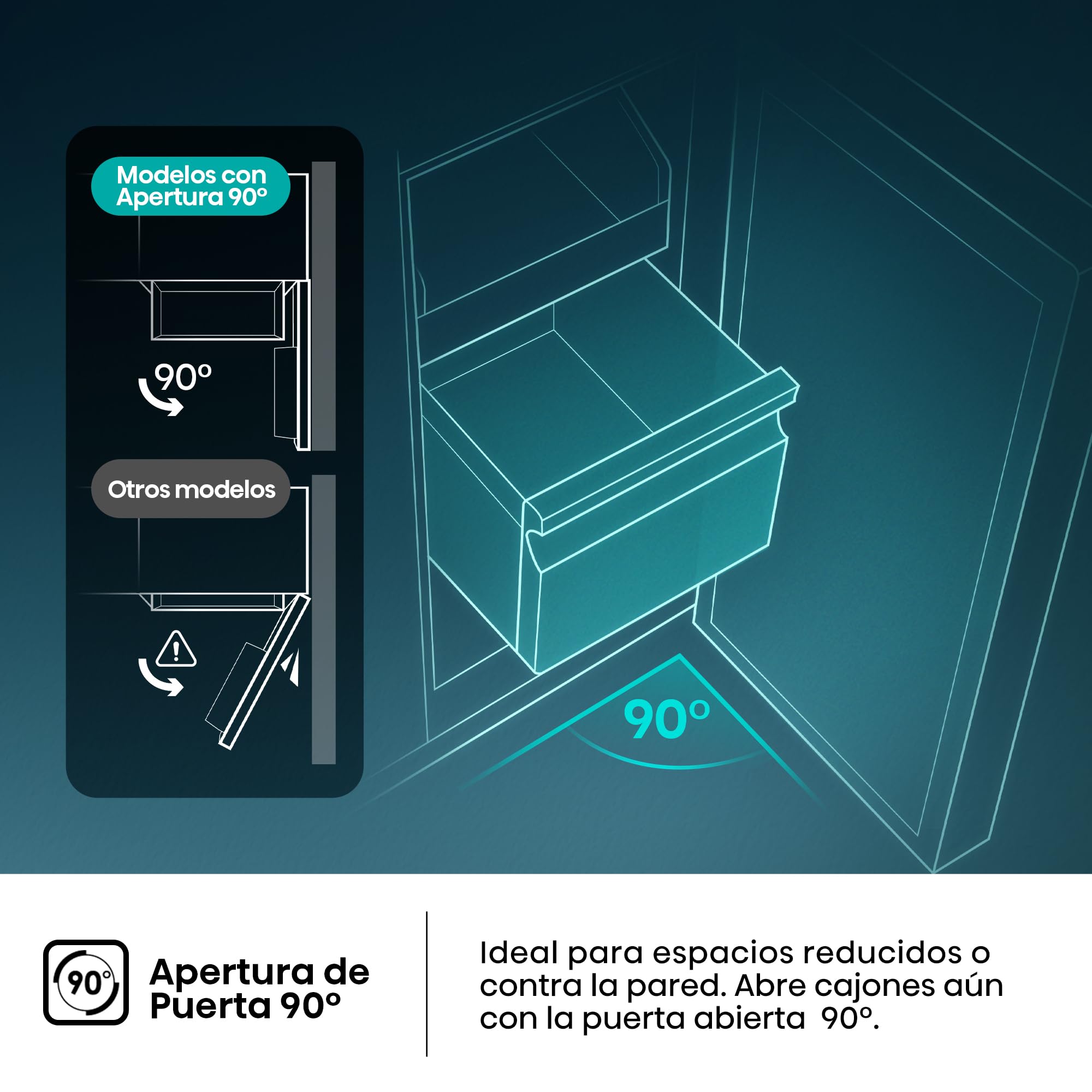 Hisense RL3K370SEWE1 - Frigorífico 1 puerta Total No Frost, Kitchen Fit, 372L, Alto 186cm x Ancho 60cm, Clase E, Ventilación Inferior, Apertura de Puerta 90º - Color Blanco
