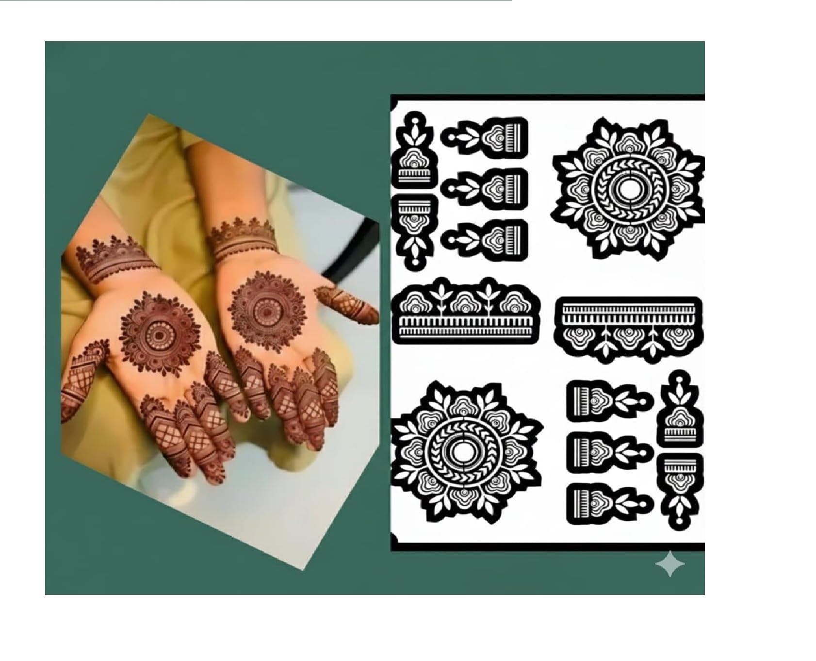 Rosh Fashion Mehendi Stencil Design Set| Henna Tattoo Art,Black, Full Hand Design Templates for Women, Girls, Kids,Traditional Style-image-12