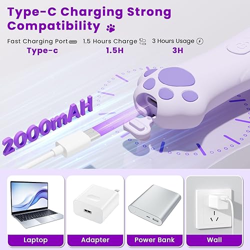 Miniatura 8 de Kit de aseo 4 en 1 para cortar perros, incluye peine, recortador de patas, molinillo de uñas, diseño recargable e inalámbrico, bajo ruido, IPX7