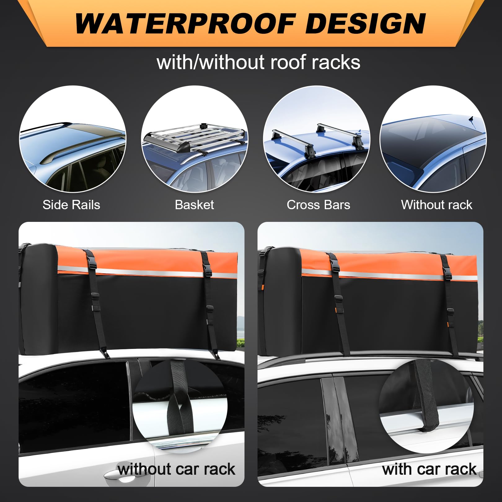 Dakkoffer Auto - Bagagedragertas Op Het Dak - Extra Grote Toptas Van 425l Voor Voertuigen Met Of Zonder Bagagedrager Waterdicht Pvc Canvas Van Militaire Kwaliteit