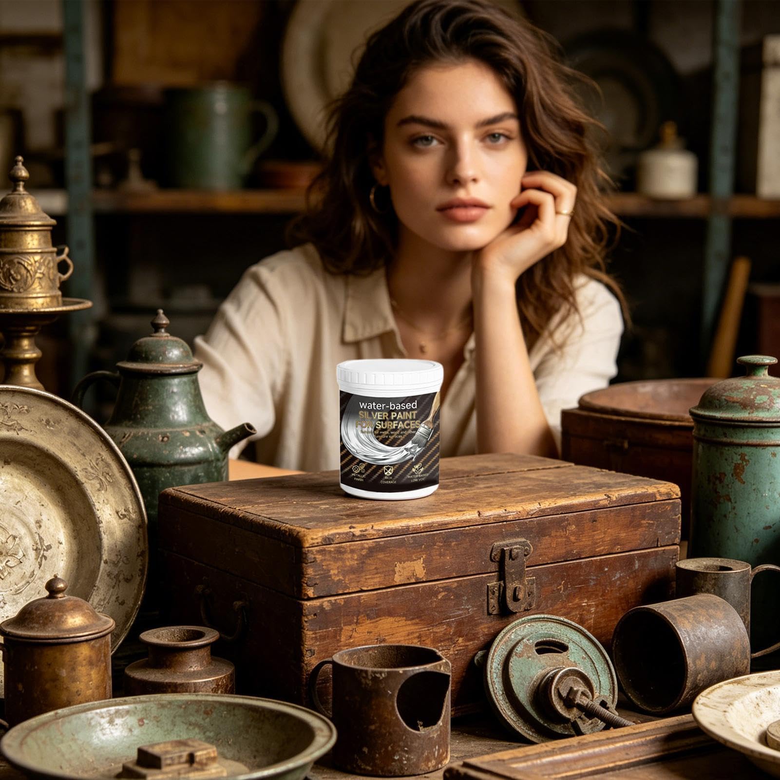 Srebrna Farba Do Drewna Wodoodporne Refleksyjne Artykuły Plastyczne | Srebrna Farba Artystyczna Do Mebli Metalowych Na Tkaninę Płótno Ceramikę Malarstwo Rękodzieło Glinę Dekorację Szafę