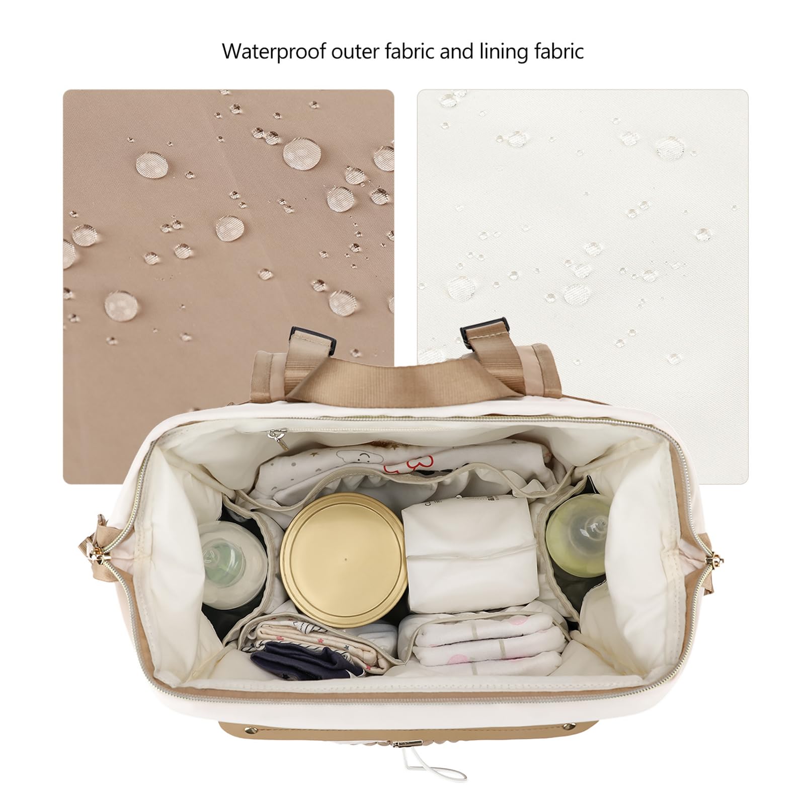 Mochila acolchada para mamá y papá, bolsa de pañales compacta y ligera con múltiples bolsillos para viajes, compras y crianza de los hijos, Marrón 2 unidades, M, moda