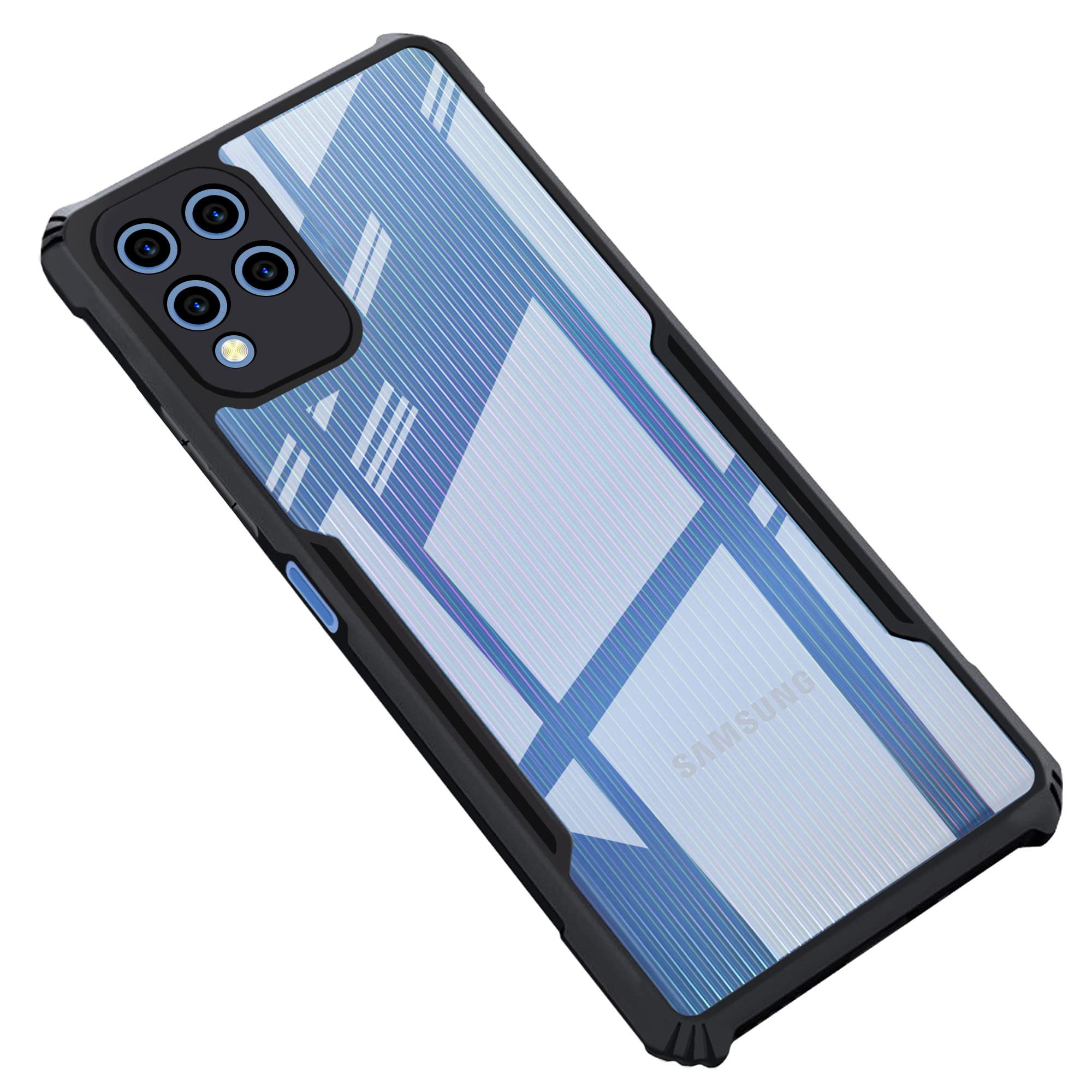 CEDO Samsung Galaxy M32 / F22 (4G) Back Case Cover | Camera Protection Shockproof Bumper-Edge | Acrylic Crystal Clear 360 Degree Protection TPU+PC | Transparent Eagle Back Case Cover (Black) (B09JYP8C8G) Amazon Price History, Amazon Price Tracker