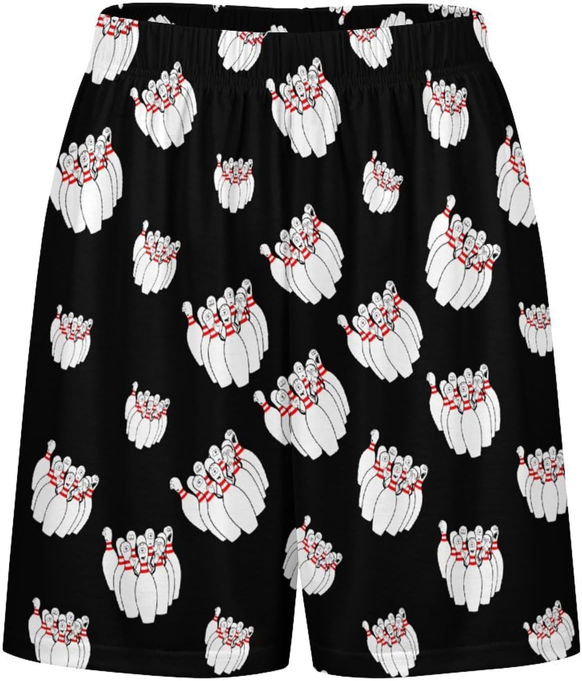 Humorous Bowling Funny Face Men‘s Pajamas Shorts Casual Pajama Bottom Nightwear Pants Lounge Sleepwear