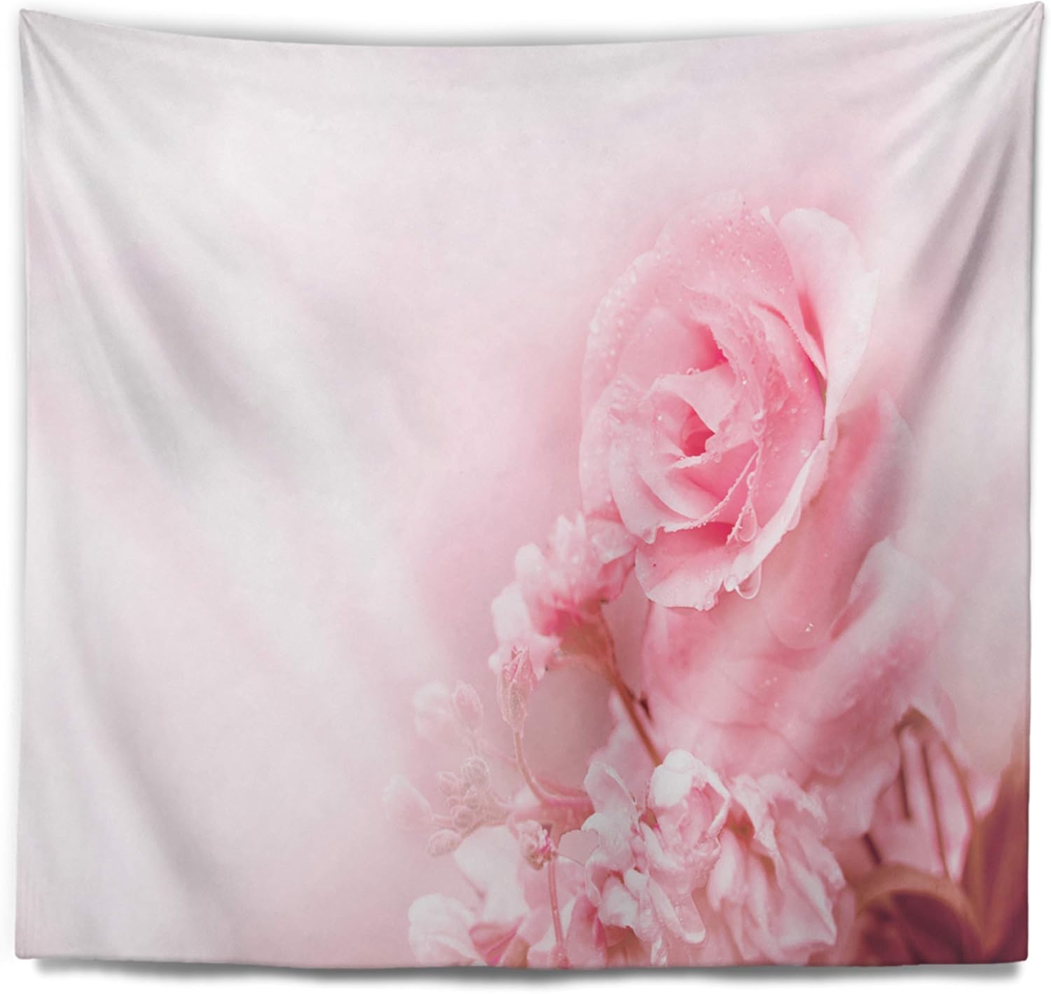 Designart ' Beautiful Rose in Magic Light' Portrait Tapestry Blanket Décor Wall Art for Home and Office, Created On Lightweight Polyester Fabric x Large: 92 in. x 78 in